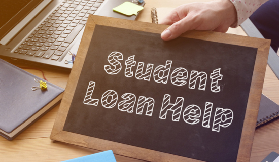 Student Loan Help written on a chalkboard