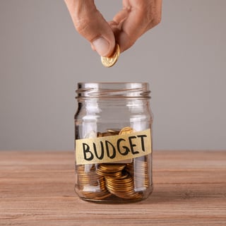 Placing coin in budget jar